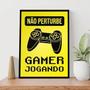 Imagem de Quadro Gamer Não Perturbe Amarelo 24x18cm - com vidro