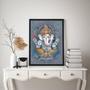 Imagem de Quadro Ganesha Cinza 33x24cm - Vidro e Moldura Branca