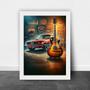 Imagem de Quadro Garagem - Guitarra e Carro 45x34cm - com vidro