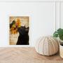 Imagem de Quadro Gato Com Girassol 33x24cm - com vidro