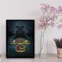 Imagem de Quadro Gato Preto Com Tarot 24X18Cm - Com Vidro Branca