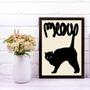 Imagem de Quadro Gato Preto Meow 24x18cm - com vidro