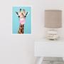 Imagem de Quadro Girafa Bubble Gum Azul e Rosa 45x34cm - com vidro
