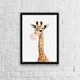 Imagem de Quadro Girafa Chicletes 33X24Cm - Com Vidro - Madeira Preta