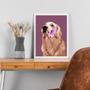 Imagem de Quadro Golden Retriever - Flor 24X18Cm