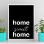 Imagem de Quadro Home Sweet Home Minimalista 33X24Cm - Com Vidro Preta