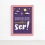 Imagem de Quadro Infantil Menina Frase Sonhar Moldura Rosa 22x32cm