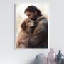 Imagem de Quadro Jesus Abraçando Cão Golden Retriever 45X34Cm - Vidro