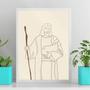 Imagem de Quadro Jesus Com Cajado - One Line 45x34cm - com vidro
