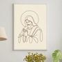 Imagem de Quadro Jesus One Line - Marrom 24x18cm - com vidro