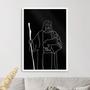 Imagem de Quadro Jesus One Line - Preto e Branco 45x34cm - com vidro