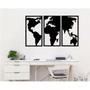 Imagem de Quadro kit 3 mundo painel trio mapa mundi continentes decorativo ambiente trabalho home office viagem sala quarto mdf pr