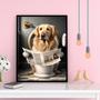 Imagem de Quadro Labrador No Banheiro Lendo Jornal 24x18cm - com vidro