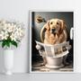 Imagem de Quadro Labrador No Banheiro Lendo Jornal 45X34Cm - Com Vidro