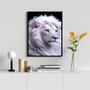 Imagem de Quadro Leão Branco 45x34cm - Vidro e Moldura Preta