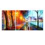 Imagem de Quadro Leonid Afremov 120x60 Casal Chuva 3 Telas Sala Quarto