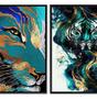 Imagem de Quadro Luxo Abstrato Tigre Canvas C/ Moldura 129x53cm