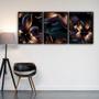 Imagem de Quadro Luxo Trio Tons De Flores Canvas C/ Moldura 129x53cm