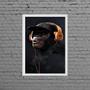 Imagem de Quadro Macaco Com Headphone 24X18Cm - Com Vidro