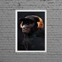Imagem de Quadro Macaco Com Headphone 45x34cm - com vidro