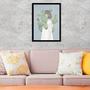 Imagem de Quadro Menina Com Cactos 33X24Cm - Com Vidro - Madeira Preta