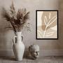Imagem de Quadro Minimalista Bege - Simple Leaf 33X24Cm - Com Vidro