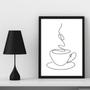 Imagem de Quadro Minimalista Xícara De Café OneLine 45x34cm - com vidro