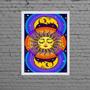 Imagem de Quadro Místico Sol E Lua Colorido 33x24cm - com vidro