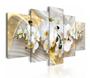 Imagem de Quadro mosaico 5 peças orquidea dourada abstrato moderno painel para decoração de ambientes