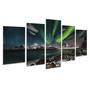 Imagem de Quadro Mosaico Decorativo Aurora Boreal Verde Montanhas Neve Luzes