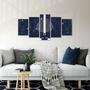 Imagem de Quadro Mosaico Decorativo Ioga Labirinto Azul Estrelas Branco Galáxia