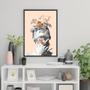 Imagem de Quadro Mulher Com Borboletas E Flores 45X34 Com Vidro Preta