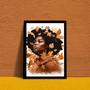 Imagem de Quadro Mulher Negra Folhas Outono 33x24cm - com vidro