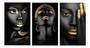 Imagem de Quadro Mulher Negra Maquiagem Dourada salão estética 122x60