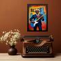 Imagem de Quadro Músico Blues - Homem Com Guitarra 45x34cm - com vidro