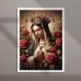 Imagem de Quadro Nossa Senhora Com Terço - Flores 24x18cm