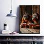 Imagem de Quadro Orangotangos Tomando Cerveja 33X24Cm - Com Vidro