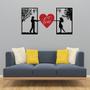 Imagem de Quadro Painel Duplo Casal Apaixonado Dia Dos Namorados Mdf Preto Decorativo Happy Valentines Day Envio em 24h