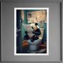 Imagem de Quadro Panda No Banheiro Lendo Jornal 33x24cm - com vidro