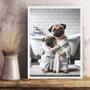 Imagem de Quadro Para Banheiro Pugs - Pai E Filho 33X24Cm