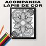 Imagem de Quadro Para Colorir Mandala Floral 24x18cm