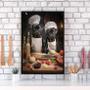 Imagem de Quadro Para Cozinha Cães Raça Pug 33x24cm - com vidro