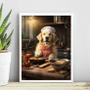 Imagem de Quadro Para Cozinha Cão Golden Retriever 24x18cm - com vidro