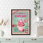 Imagem de Quadro Para Cozinha Cupcake Rosa 33x24cm - com vidro