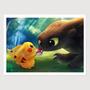 Imagem de Quadro para Quarto Pikachu e Toothless Juntos 45x33 A3
