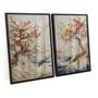 Imagem de Quadro Para Sala Decorativo Abstrato Coast Wisdom Tree Kit 2 Telas C/ Moldura e Vidro Árvores - Bimper