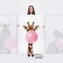 Imagem de Quadro Para Sala Girafa Zebra e Coala Mascando Chiclete Bubble Gum Kit 3 Telas - Bimper