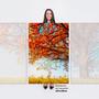 Imagem de Quadro Para Sala Moderno Árvore Florida Paisagem Outono Mosaico 3 Telas Moldura - Bimper