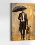 Imagem de Quadro para Sala Quarto Hall Homem Cachorro Arte Chuva  Parede Decorativo Grande 