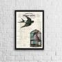 Imagem de Quadro Pássaro Com Gaiola Vintage 33x24cm - com vidro